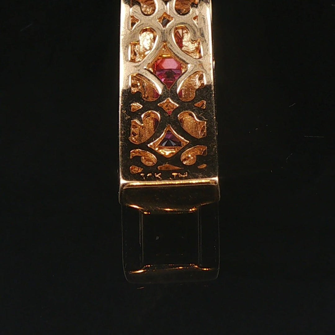 14k Yellow Gold Rainbow Sapphire and 0.15cttw Diamond Slide Pendant 1"