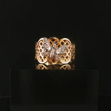 14k Yellow and White Gold Diamond Vintage Butterfly Ring Size 7.75