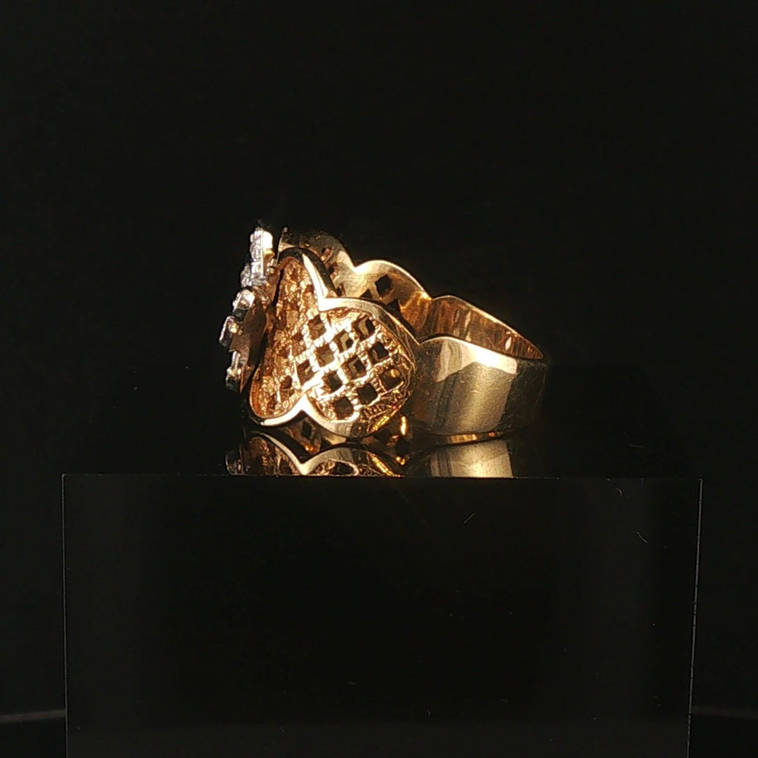 14k Yellow and White Gold Diamond Vintage Butterfly Ring Size 7.75