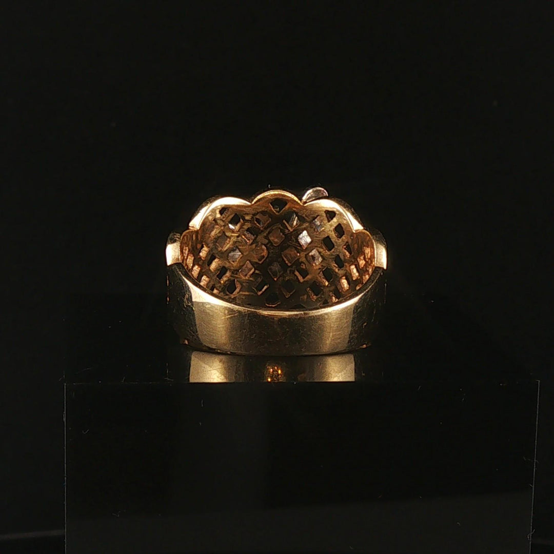 14k Yellow and White Gold Diamond Vintage Butterfly Ring Size 7.75
