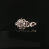14k White Gold and 1cttw Diamond Vintage Ladies Cluster Halo Ring Size 8.5