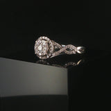 14k White Gold and 1cttw Diamond Vintage Ladies Cluster Halo Ring Size 8.5