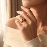 14k Yellow Gold and 0.50cttw Diamond Vintage Interwoven Band Ring Size 7.5
