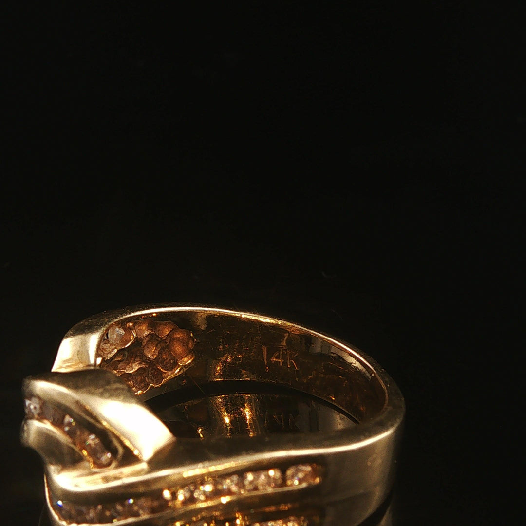 14k Yellow Gold and 0.50cttw Diamond Vintage Interwoven Band Ring Size 7.5
