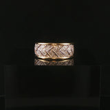 14k Yellow Gold and 0.15cttw Diamond Fancy Small Band Ring Size 6