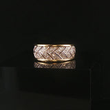 14k Yellow Gold and 0.15cttw Diamond Fancy Small Band Ring Size 6