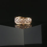 14k Yellow Gold and 0.15cttw Diamond Fancy Small Band Ring Size 6