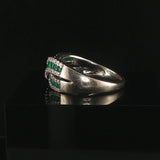 14k White Gold Emerald and 0.40cttw Diamond Crossover Band Ring Size 8