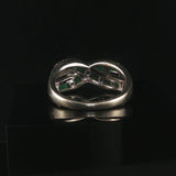 14k White Gold Emerald and 0.40cttw Diamond Crossover Band Ring Size 8