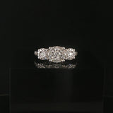 14k White Gold and 0.60cttw Three Diamond Cluster Ring Size 5.5