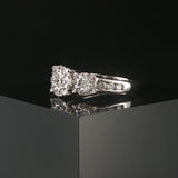 14k White Gold and 0.60cttw Three Diamond Cluster Ring Size 5.5