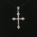 14k White Gold and 0.50cttw Round and Baguette Diamond Cross Pendant 1.25"