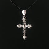 14k White Gold and 0.50cttw Round and Baguette Diamond Cross Pendant 1.25"