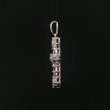 14k White Gold and 0.50cttw Round and Baguette Diamond Cross Pendant 1.25"