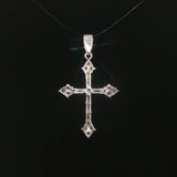14k White Gold and 0.50cttw Round and Baguette Diamond Cross Pendant 1.25"
