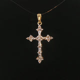 14k Yellow Gold and 0.35cttw Round and Baguette Diamond Cross Pendant 1.25"