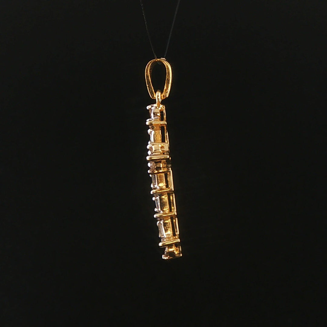 14k Yellow Gold and 0.35cttw Round and Baguette Diamond Cross Pendant 1.25"