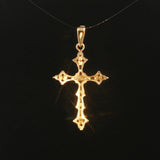 14k Yellow Gold and 0.35cttw Round and Baguette Diamond Cross Pendant 1.25"