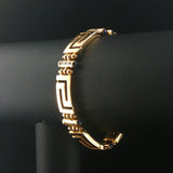 18k Yellow Gold Diamond and Sapphire 36.7g Greek Key Link Bracelet 7"