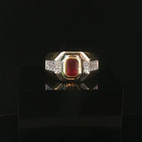 18k Yellow and White Gold Ruby and 1cttw Diamond Solid Men's Ring Size 9.5
