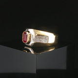 18k Yellow and White Gold Ruby and 1cttw Diamond Solid Men's Ring Size 9.5
