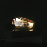 18k Yellow and White Gold Ruby and 1cttw Diamond Solid Men's Ring Size 9.5