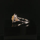 18k White Gold and 0.85cttw Yellow and White Diamond Halo Ring Size 7.25