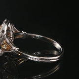 18k White Gold and 0.85cttw Yellow and White Diamond Halo Ring Size 7.25