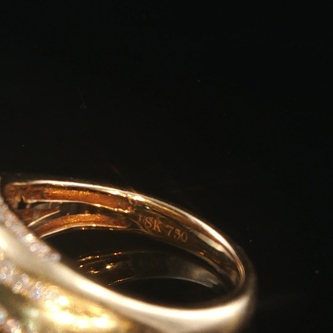 18k Yellow Gold and 0.40cttw Diamond Vintage Curved Band Ring Size 5