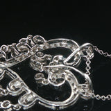14k White Gold and 0.52cttw Diamond Vintage Filigree Dangle Pendant Necklace 18"