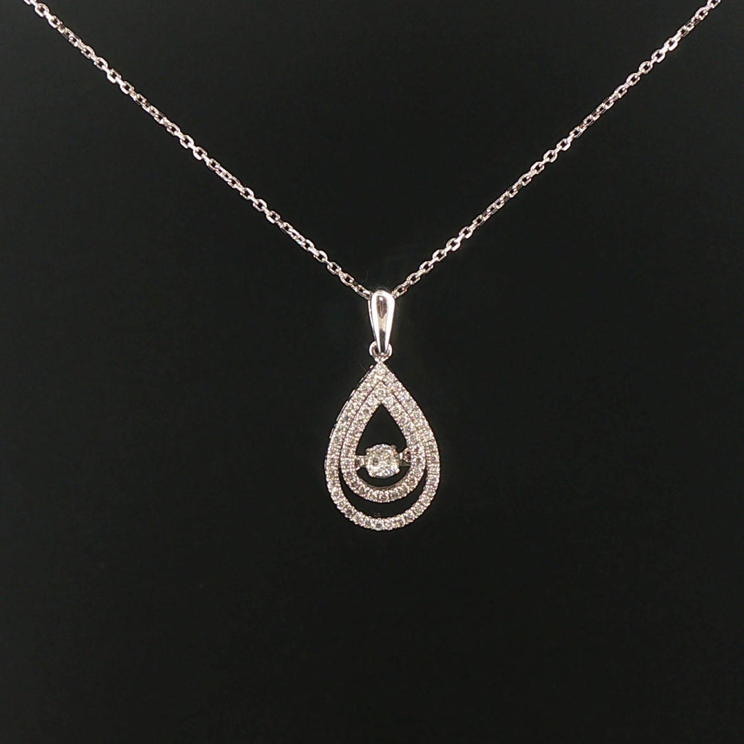 14k White Gold and 0.50cttw Diamond Floating Pear Shape Pendant Necklace 20"