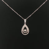 14k White Gold and 0.50cttw Diamond Floating Pear Shape Pendant Necklace 20"