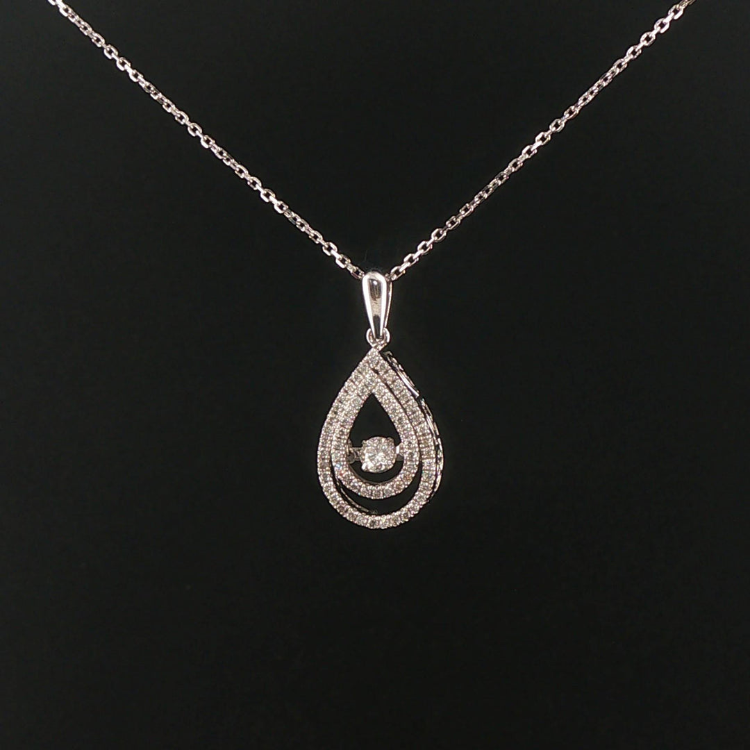 14k White Gold and 0.50cttw Diamond Floating Pear Shape Pendant Necklace 20"
