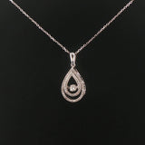 14k White Gold and 0.50cttw Diamond Floating Pear Shape Pendant Necklace 20"