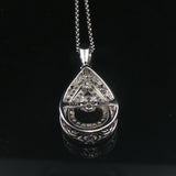14k White Gold and 0.50cttw Diamond Floating Pear Shape Pendant Necklace 20"
