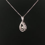 14k White Gold and 0.50cttw Diamond Floating Pear Shape Pendant Necklace 20"