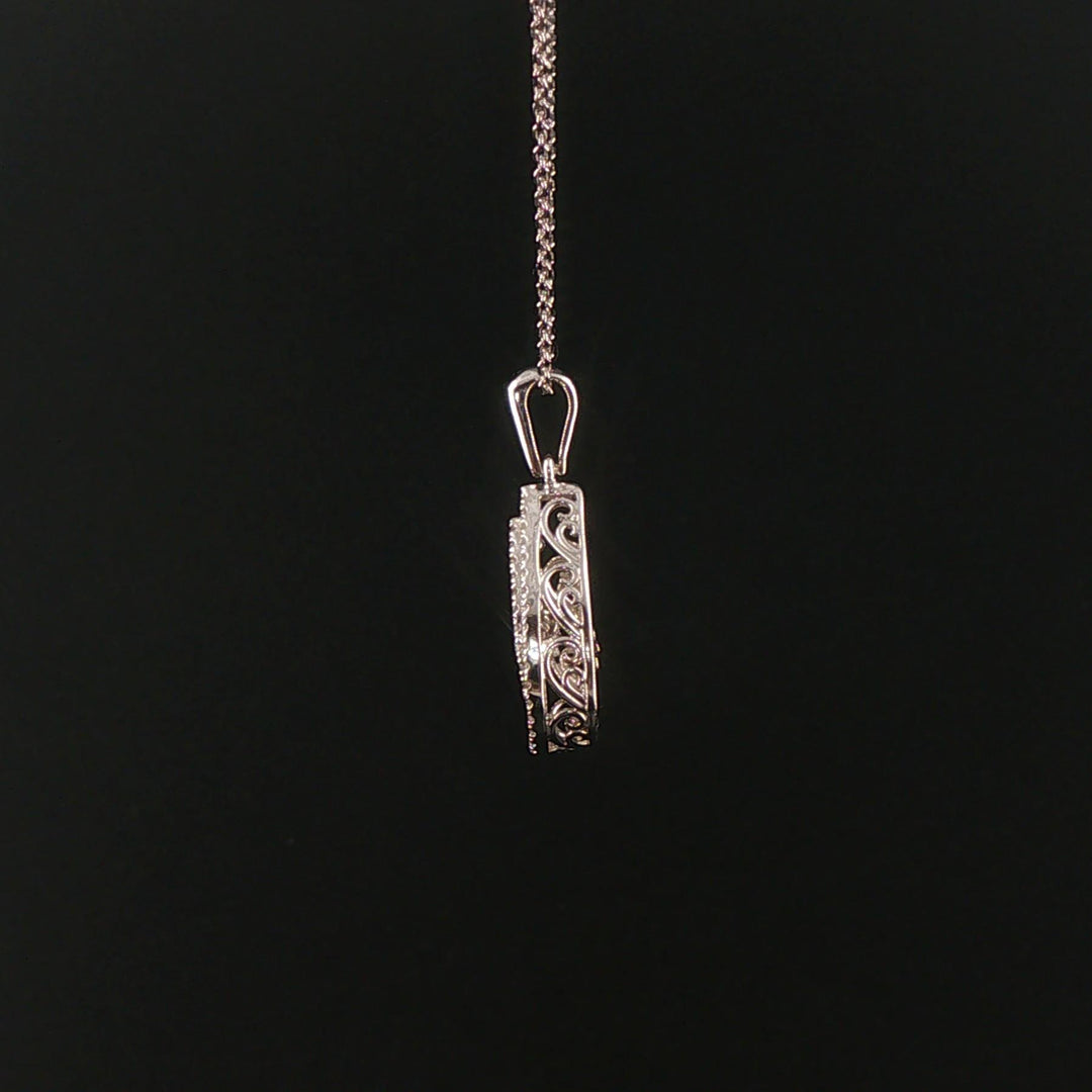 14k White Gold and 0.50cttw Diamond Floating Pear Shape Pendant Necklace 20"