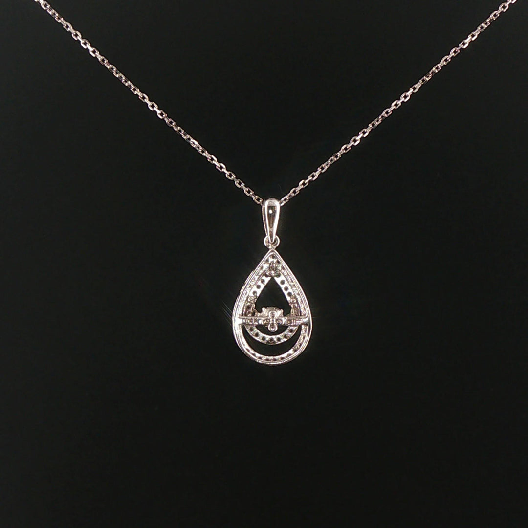14k White Gold and 0.50cttw Diamond Floating Pear Shape Pendant Necklace 20"