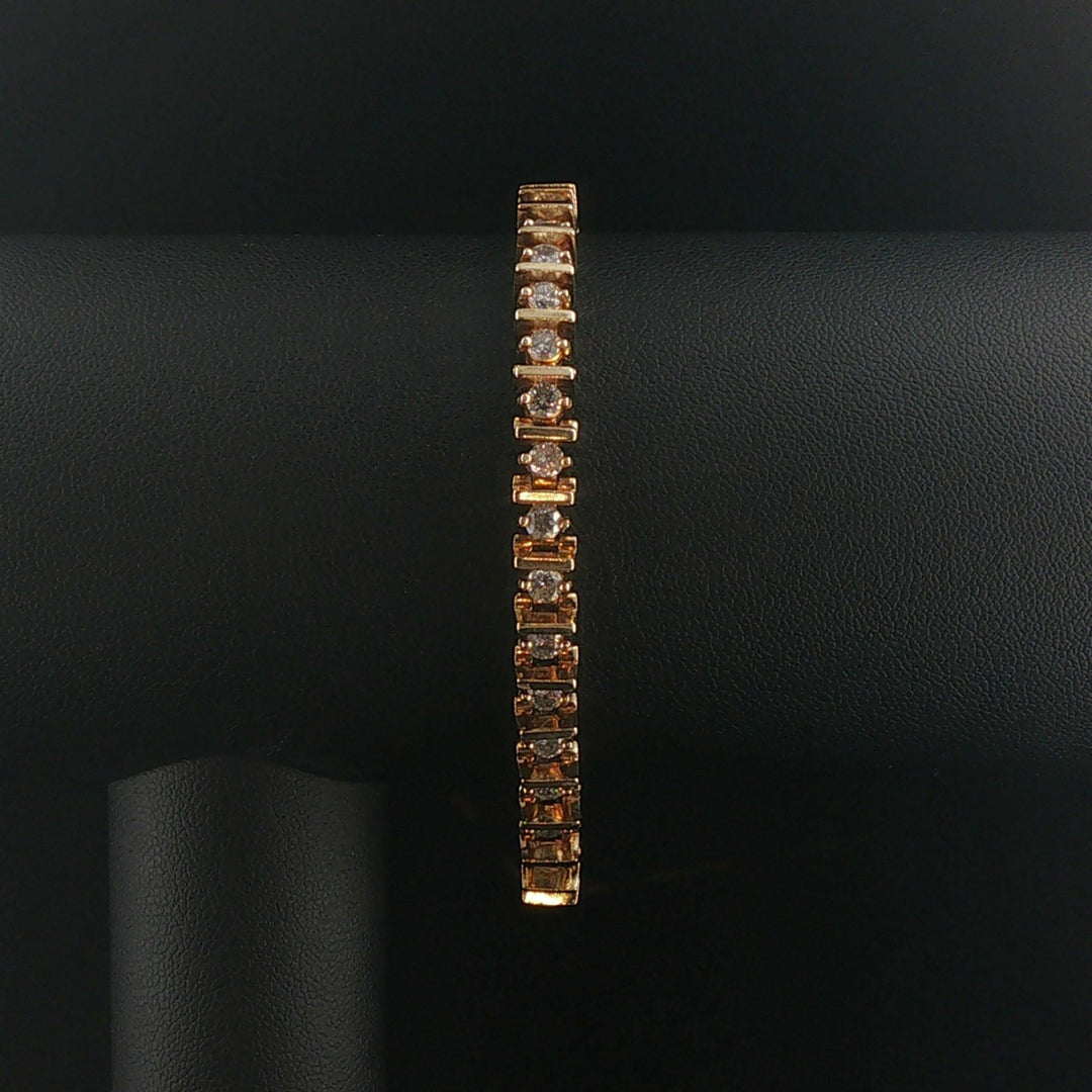 14k Yellow Gold and 3.50cttw Diamond Solid Vintage Bar Link Tennis Bracelet 7"