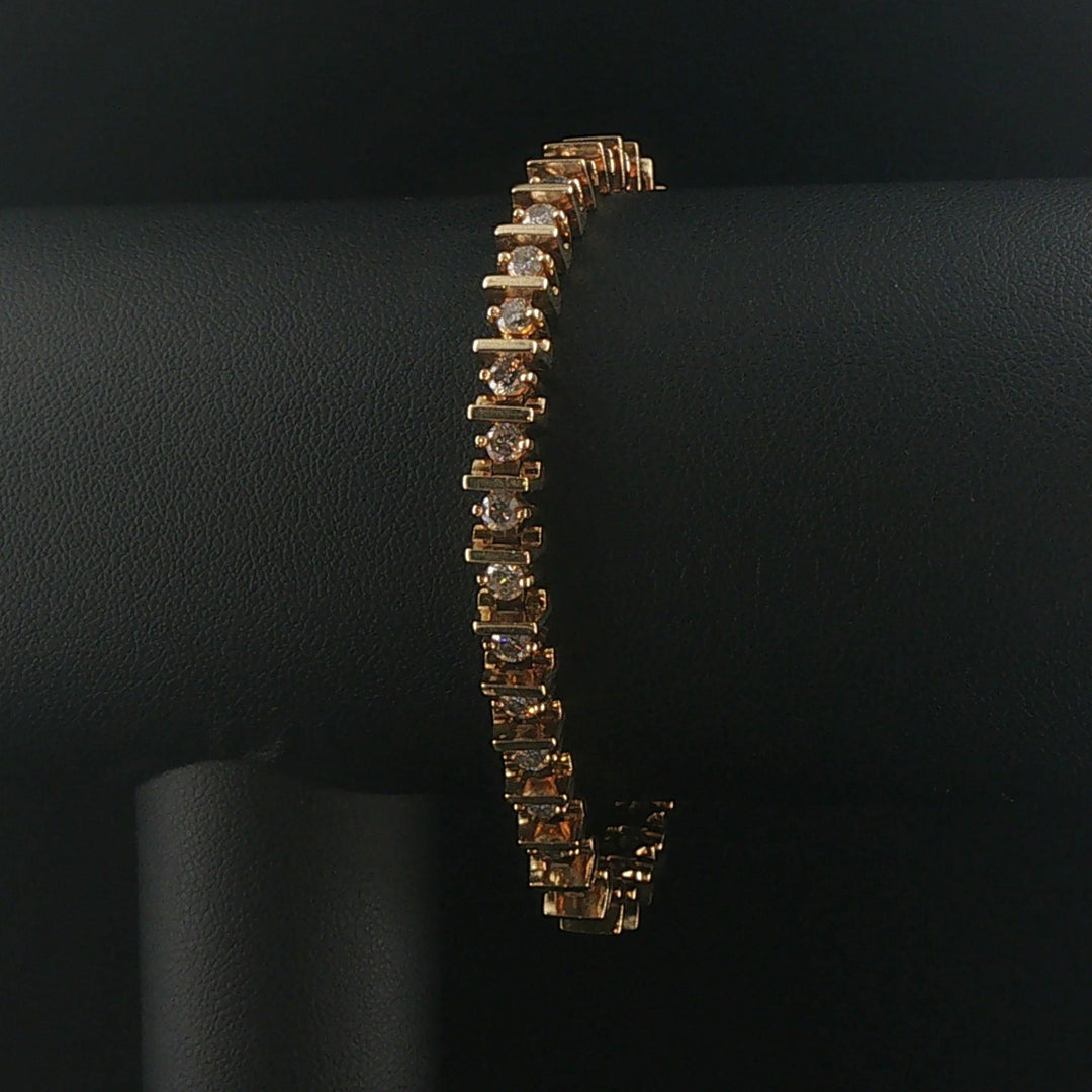 14k Yellow Gold and 3.50cttw Diamond Solid Vintage Bar Link Tennis Bracelet 7"