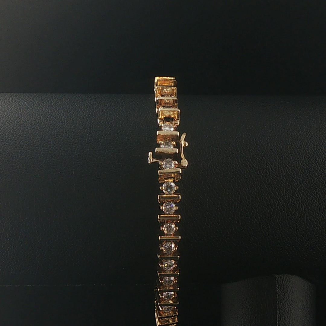14k Yellow Gold and 3.50cttw Diamond Solid Vintage Bar Link Tennis Bracelet 7"