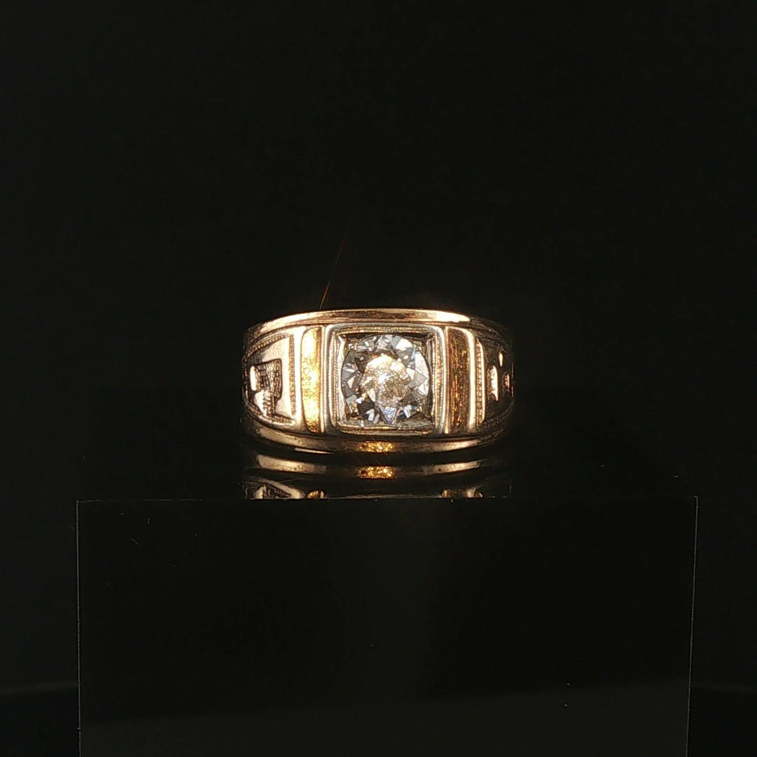 14k Yellow and White Gold 1cttw Diamond Men's Vintage Pinky Ring Size 6.25