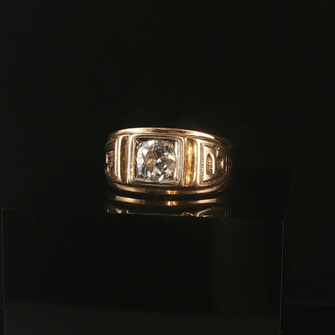 14k Yellow and White Gold 1cttw Diamond Men's Vintage Pinky Ring Size 6.25
