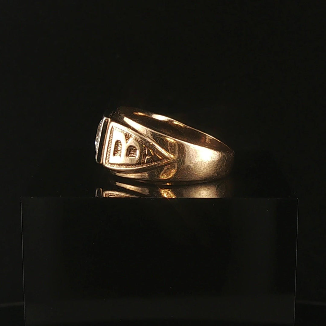 14k Yellow and White Gold 1cttw Diamond Men's Vintage Pinky Ring Size 6.25