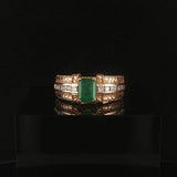 Effy 14k Yellow Gold Emerald and Diamond 9g Solid Ring Size 7