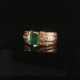 Effy 14k Yellow Gold Emerald and Diamond 9g Solid Ring Size 7