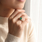 Effy 14k Yellow Gold Emerald and Diamond 9g Solid Ring Size 7