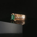 Effy 14k Yellow Gold Emerald and Diamond 9g Solid Ring Size 7