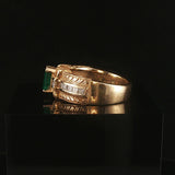 Effy 14k Yellow Gold Emerald and Diamond 9g Solid Ring Size 7