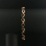14k Yellow Gold Sapphire and 1cttw Diamond Fancy Heart Link Bracelet 7"